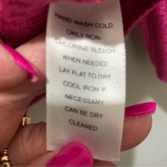 Anne Klein pink cropped sweater button down front cowl collar size M - Picture 5 of 11